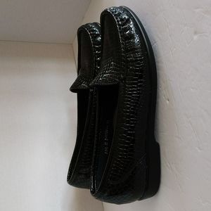 SAS Tripad Patent Leather Crocodile Moccasin Loafer 11.5 Black